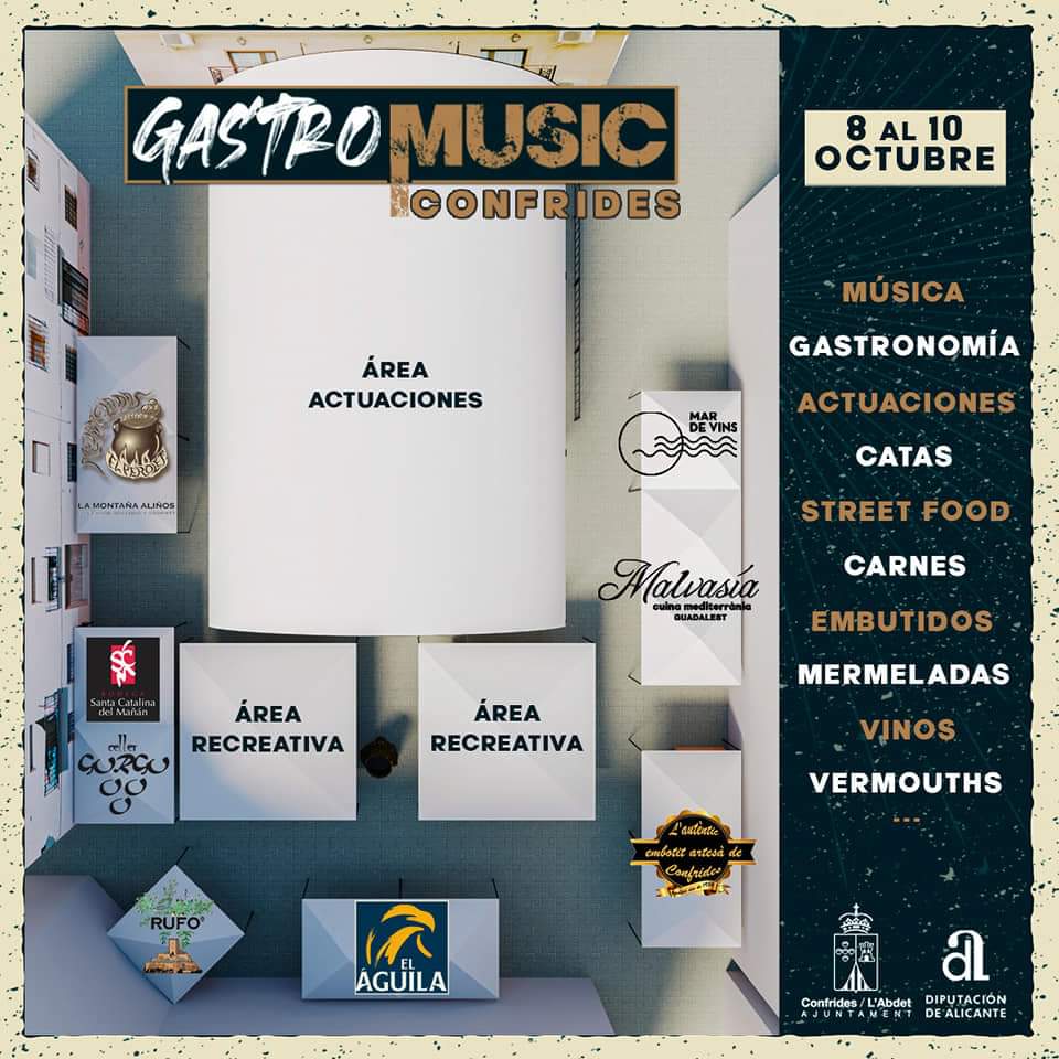 ConfridesGM's tweet photo. Del 8 al 10 de Octubre descubre en #CONFRIDES el MARIDAJE PERFECTO entre la mejor GASTRONOMÍA y la buena MÚSICA 🍻🎶

👉 Gastronomía, música en directo, catas, jam sesions, conciertos y street food te esperan en #GASTROMUSICConfrides🍷🎊🎙️

 #ConfridesLAbdet #VisitConfridesLAbdet https://t.co/9Qh55MyRUJ