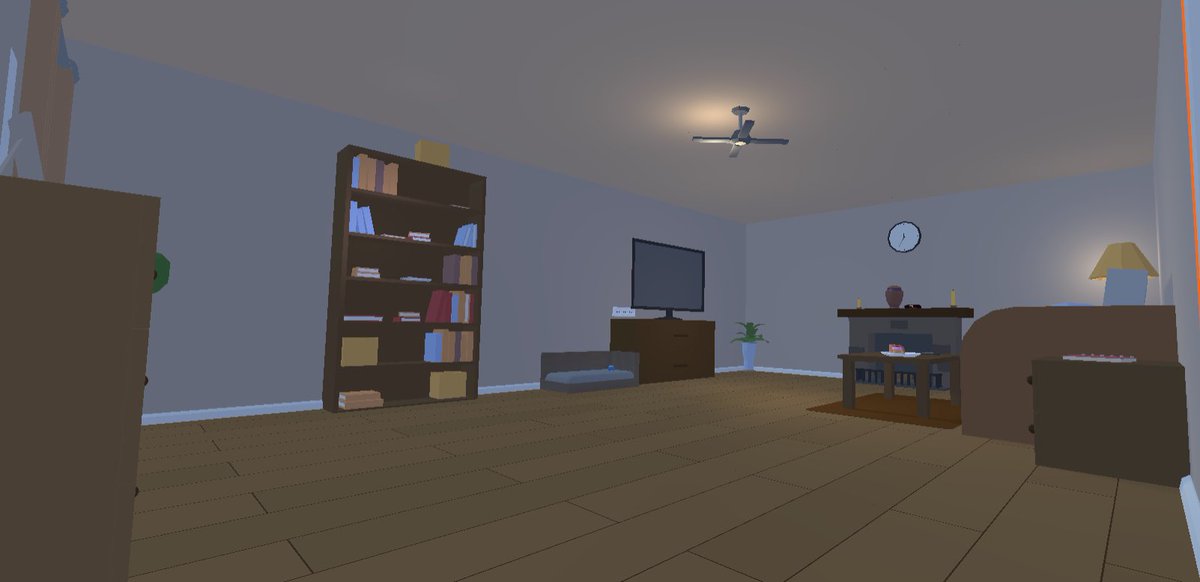 It’s that time of the week again! This #screenshotsaturday we’re giving you another lil look at the house! The lighting is making it seem quite cozy at the moment but it’s not as inviting anymore… #indiedev #indiegame #IndieGameDev #IndieDevs what are you working on?