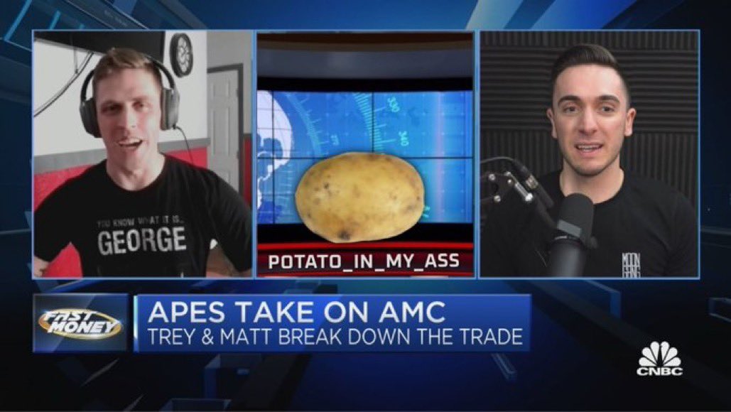 POTATO_INMYASS's tweet photo. Live with @TradesTrey and @matt_kohrs π€£π€£ππ€£π
#amc #gme #KenGriffinLied #VladTenevLied #GameOverCitadel https://t.co/w7eQhIJGsJ