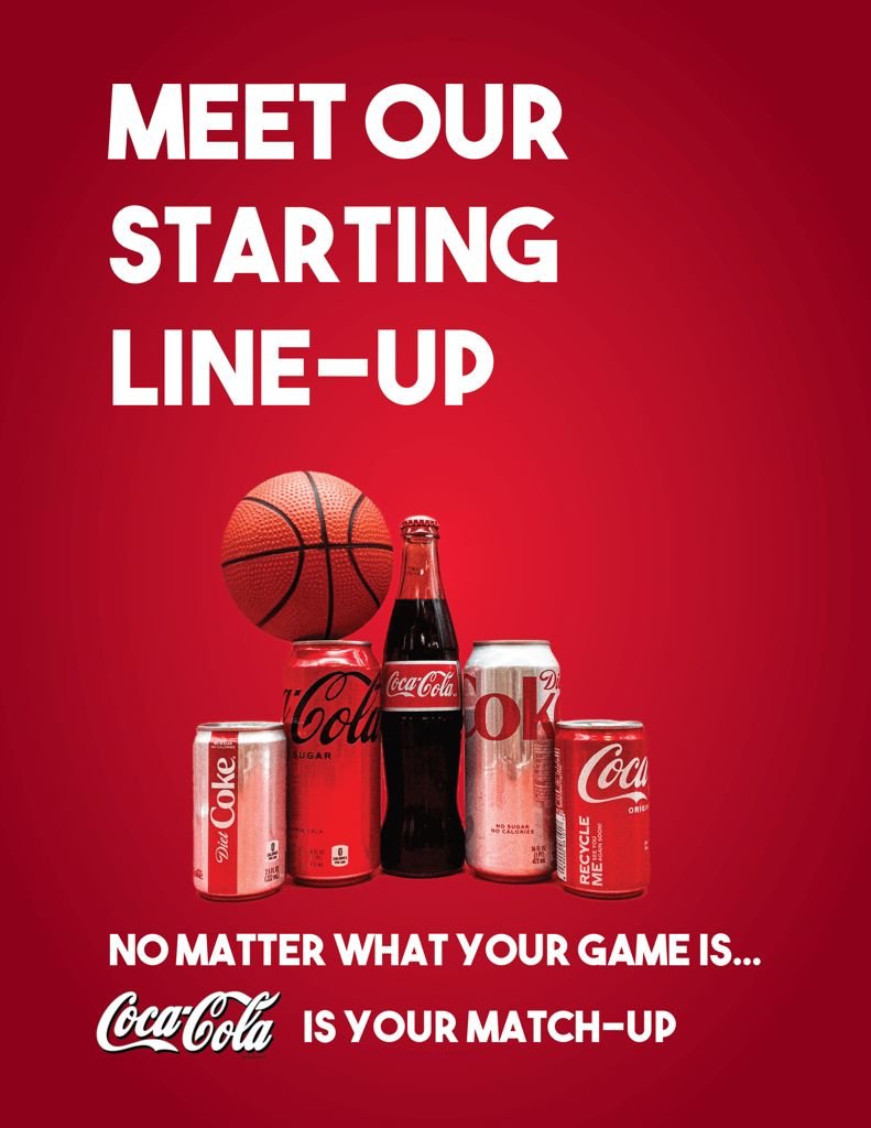 Brochure Design &amp; Print Ad: Coca-Cola 
"Meet our starting line-up!" 
#MurrowUGLife #comstrat381 #print #brochure