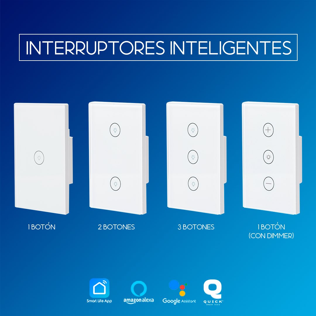 QuickSmartTech's tweet photo. Interruptor de Luz Inteligente ⏬

💡Cambia tus interruptores convencionales y controla tus luces desde tu Smartphone y por comando de voz con Amazon Alexa y Google Home.

✅Interruptor sencillo, doble, triple y sencillo con dimmer.

🛵Delivery en Caracas

https://t.co/bpuy8KMoHL https://t.co/DwtO35DZKY