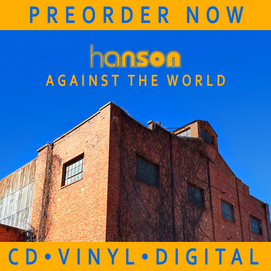 hansonmusic's tweet photo. Only one more song to go from our upcoming project, which means the Against The World CD, Vinyl, and Digital pre-order are officially available on https://t.co/3kgsECrFM5! Have you purchased yours yet? https://t.co/cGkthdSfBU