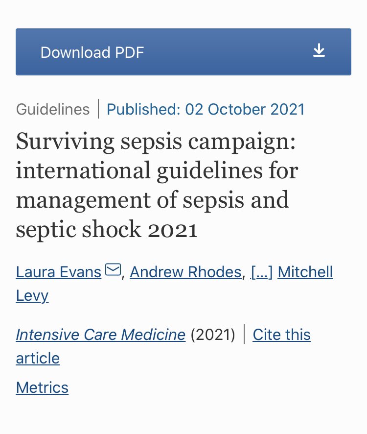 the new Surviving Sepsis 2021 guidelines are out!  These are terrific guidelines for anyone who knows absolutely nothing about treating sepsis.  For example, if <a href="/DGlaucomflecken/">Dr. Glaucomflecken</a> actually needed to run an ICU, this would be perfect.👌👌
link.springer.com/article/10.100…