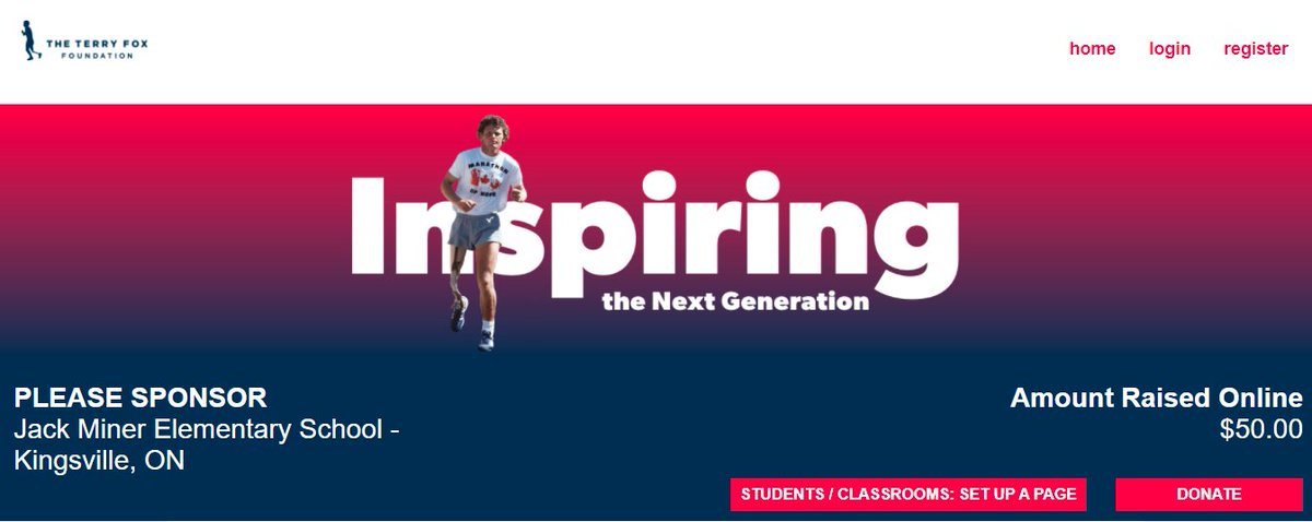 We're ready to support one of Canada's greatest heroes, TERRY FOX! This coming Fri, Oct 8th, Jack Miner Jags will participate in a School-Wide Walk!  Please consider supporting this cause by clicking on the link below: terryfox.ca/JackMinerESKin… #TryLikeTerry <a href="/TerryFoxCanada/">Terry Fox Foundation</a>
