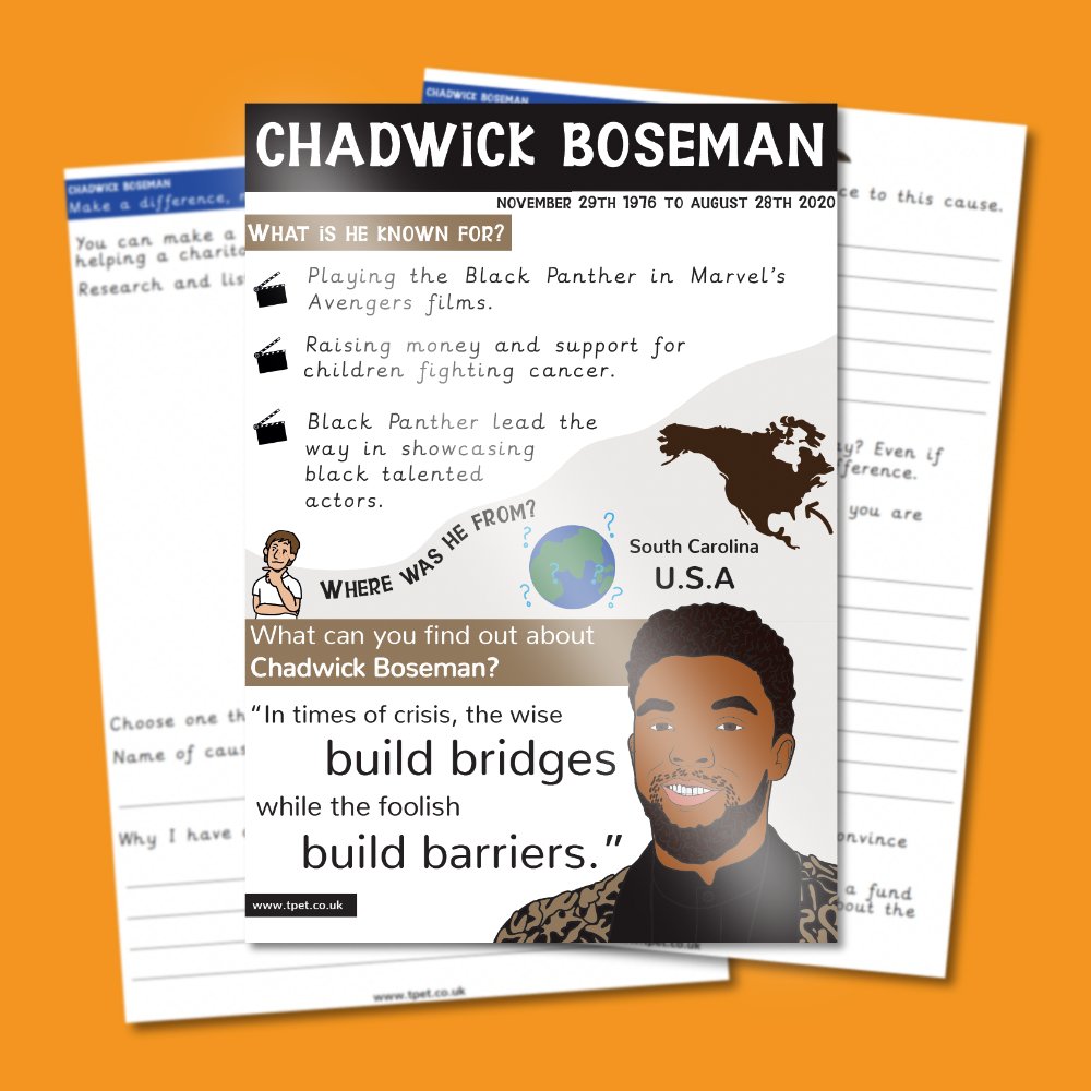 We've got some great project packs based on key influential people available on our website and we are adding more and more all the time - the latest one is based on the outstanding actor, Chadwick Boseman... the Black Panther!

https://t.co/i1EjaJdGxk https://t.co/KaXOfU2LfG
