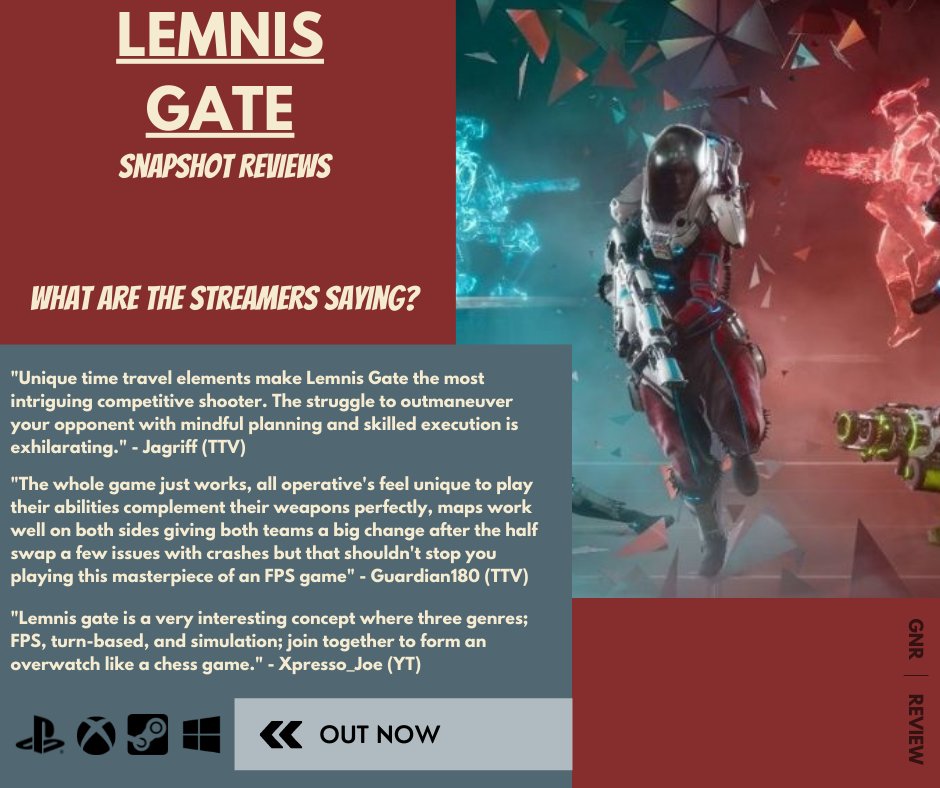 GNR Reviews - <a href="/LemnisGateGame/">Lemnis Gate</a> 

If you still have not played the game maybe the opinions from Jagriff, Guardian180 from <a href="/TimeDiveTourney/">TimeDive Tournaments</a> and, <a href="/Xpresso_Joe/">Xpresso_Joe 🇺🇸</a>! Thank you all for sharing your thoughts and I hope to see you in the loop!