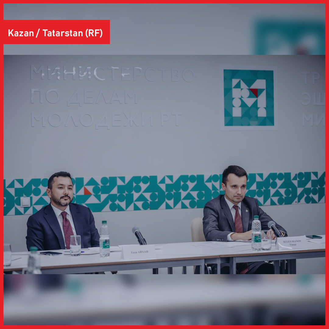 ICYF_Official's tweet photo. The ICYF delegation headed by ICYF President H.E. Taha Ayhan had a fruitful bilateral meeting with the Ministry of Youth Affairs of the Republic of Tatarstan (Russian Federation) leaded by H.E. Timur Suleymanov, the Minister of Youth Affairs. https://t.co/Pf2cm1pwcq