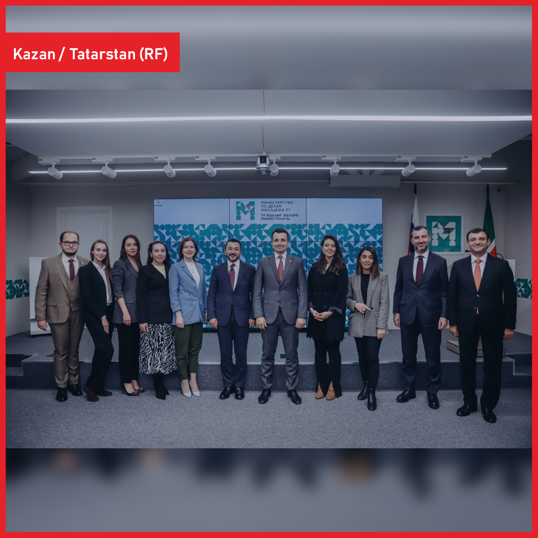 ICYF_Official's tweet photo. The ICYF delegation headed by ICYF President H.E. Taha Ayhan had a fruitful bilateral meeting with the Ministry of Youth Affairs of the Republic of Tatarstan (Russian Federation) leaded by H.E. Timur Suleymanov, the Minister of Youth Affairs. https://t.co/Pf2cm1pwcq