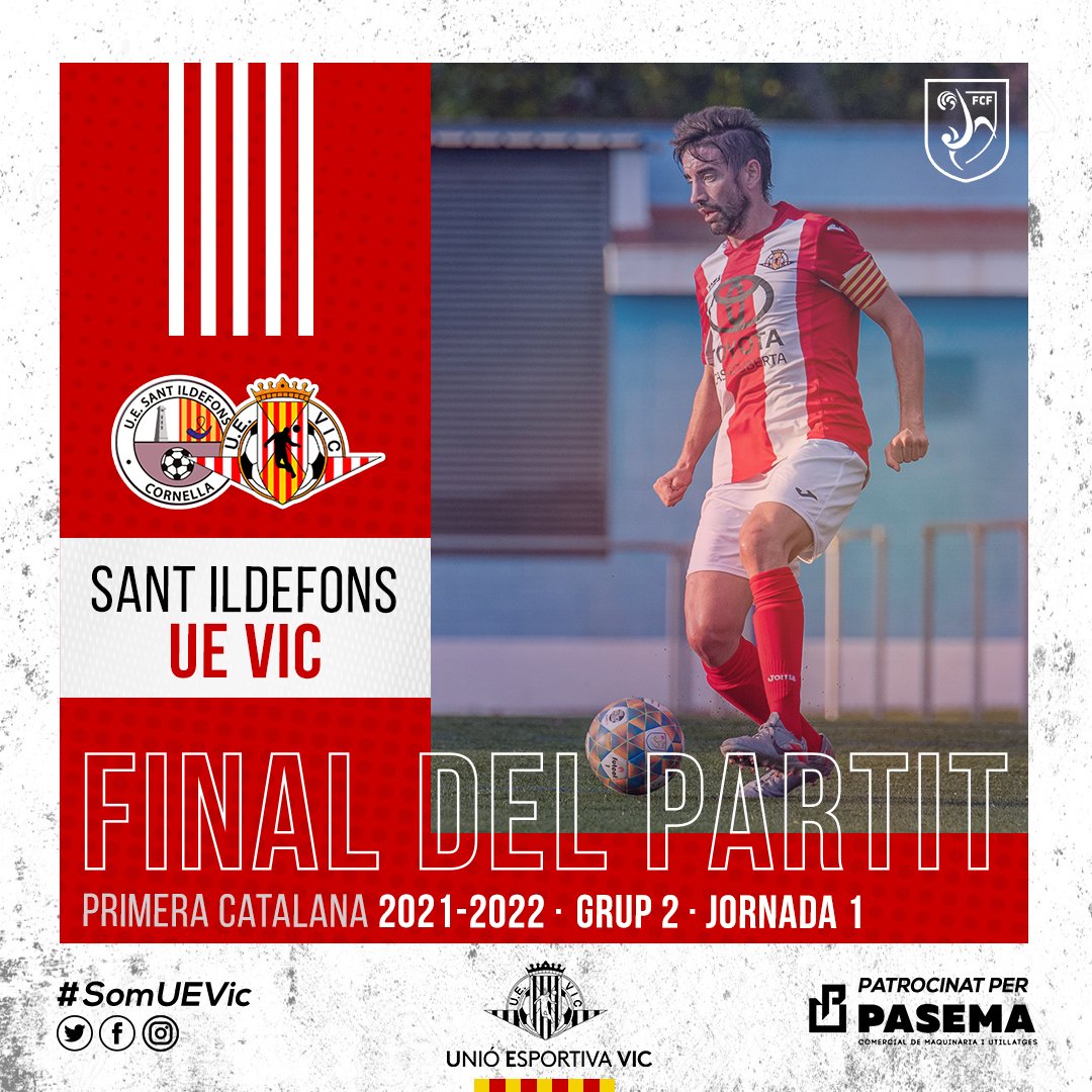 UEVic_'s tweet photo. ⏱️ FINAL | 0-3 | Bon inici de curs 🆚 @uesantildefons amb gol de @10Raulongo i doblet de @9sergiestrada! Gran partit de tot l'equip!!! 

#SaniVic

#SomUEVic 🔴⚪
#1cat2 #futbolcat https://t.co/judL5nyW8B
