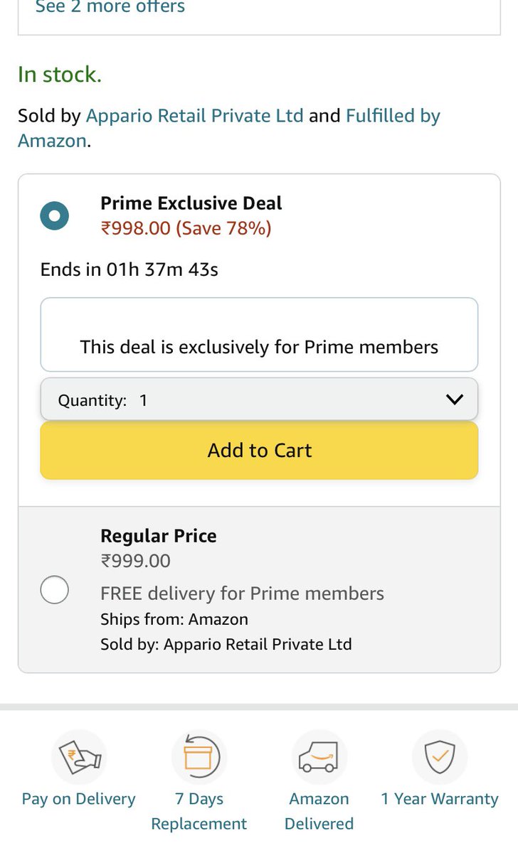 the2020engineer's tweet photo. Dear @amazonIN , How on earth is 1₹ ,78% of 999 ??!
Your maths is blowing my mind. 
Item: Boat airdopes 141.
@amazon @RockWithboAt 
#GreatIndianFestival #AmazonGreatIndianFestival #amazongreatindianfestivalsale #Amazon #amazon #boat https://t.co/WWHXzVvpT4