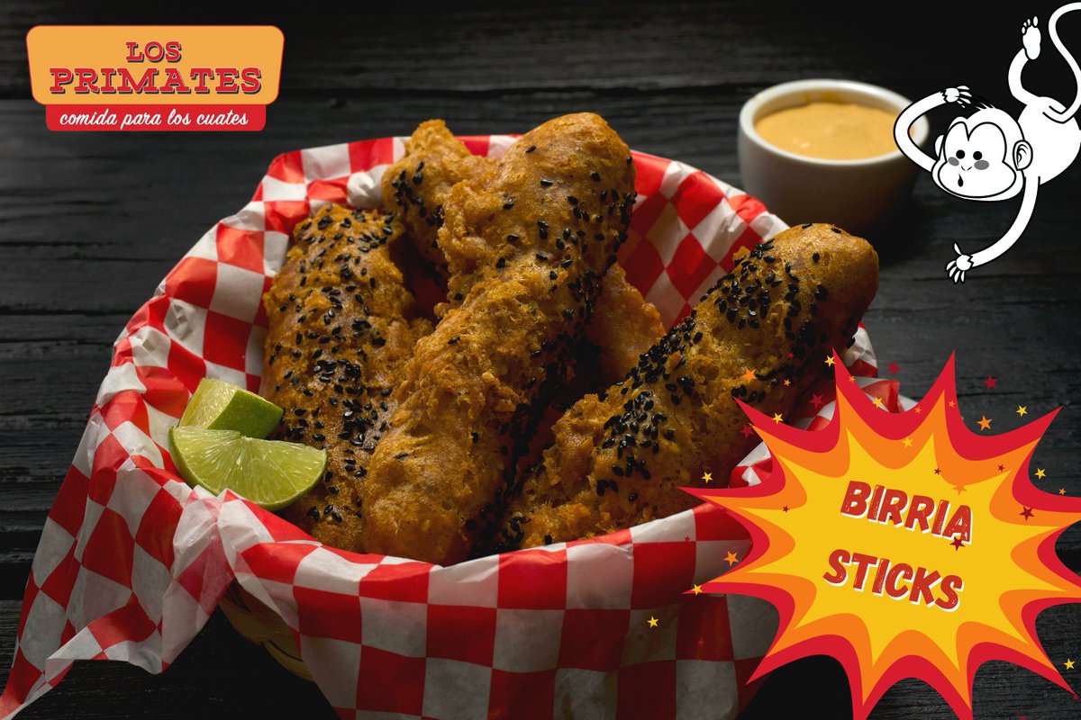 losprimatescdmx's tweet photo. 🙉🤗💥 ¡BIRRIA STICKS IN DA HOUSE! 🙊🌶 ¡COMPLEMENTAZO de nuestra BIRRIAZA!😎❤️ https://t.co/UL4BRzfI3h #Vivelabuenabirria #birriaCDMX #Pidelocal #Quedateencasa #losprimatescdmx https://t.co/lUjCn7OcnZ