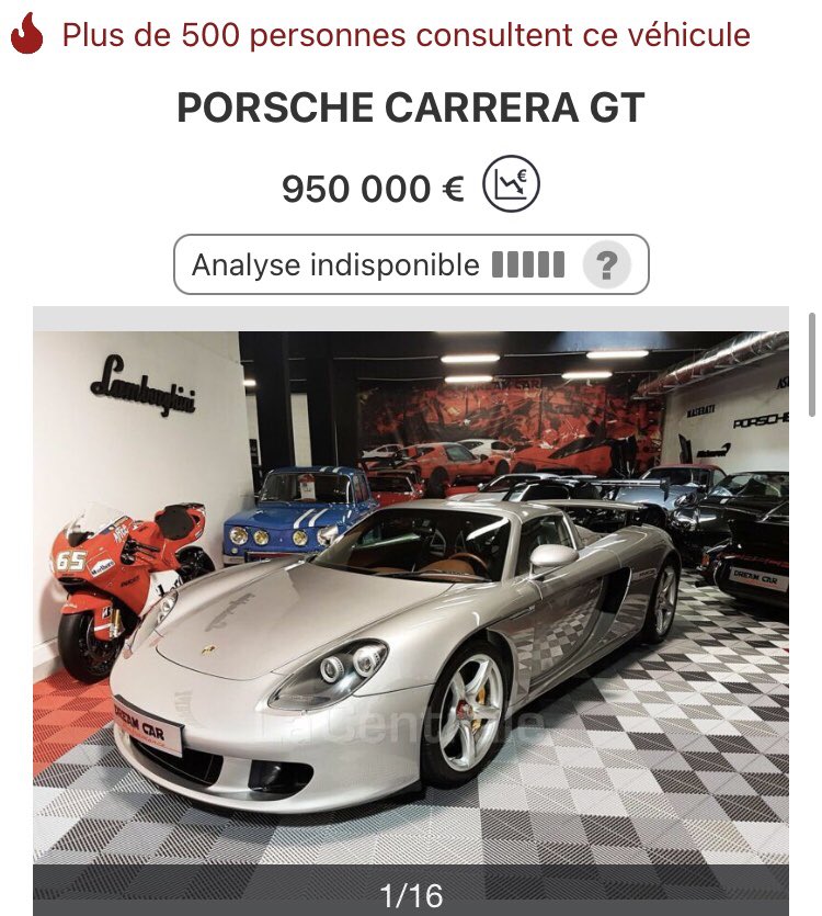SomeMoreCarz's tweet photo. Aujourd’hui, une Porsche Carrera GT, ça coûte près d’1 millions d’€. 
Vous vous demandez combien cela coûtait en 2008? 295 000€! https://t.co/HeUgowRQe6