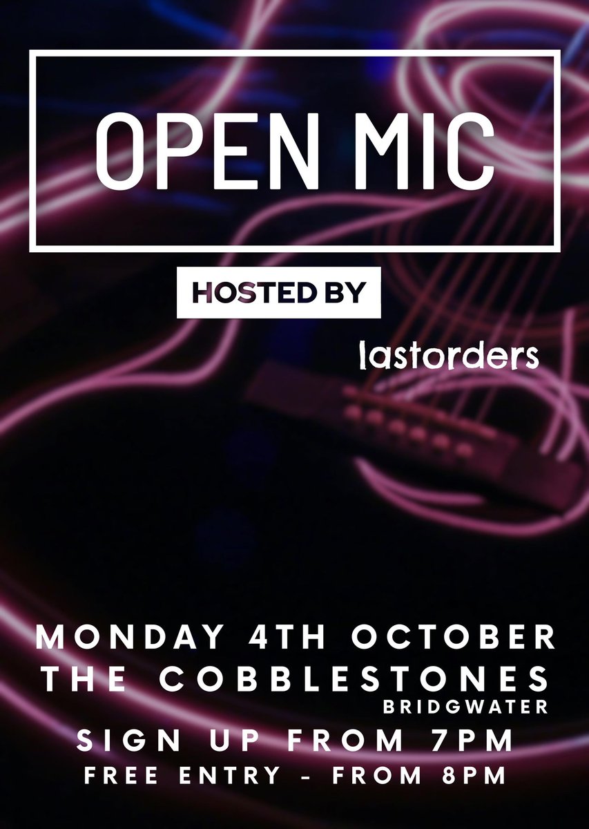 MONDAY NIGHT!

We have our monthly open mic! Come down from 7pm to sign up, and feel free to perform any original music, covers, stand up, poetry - whatever you fancy!

Starts at 8pm