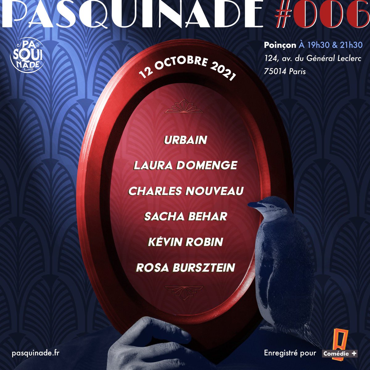Nouveaux plateaux : les 11 et 12 octobre ! 

🎟 Pour y assister : linktr.ee/pasquinade_fr 

#Pasquinade