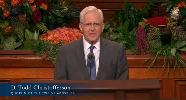 Mormonger's tweet photo. "Some are want to say 'The Savior loves me just as I am.' That is certainly true. But He cannot take any of us into His kingdom just as we are. For no unclean thing can dwell in His presence. Our sins must first be resolved."

@ChristoffDTodd | #GeneralConference https://t.co/ppewnmLVDX