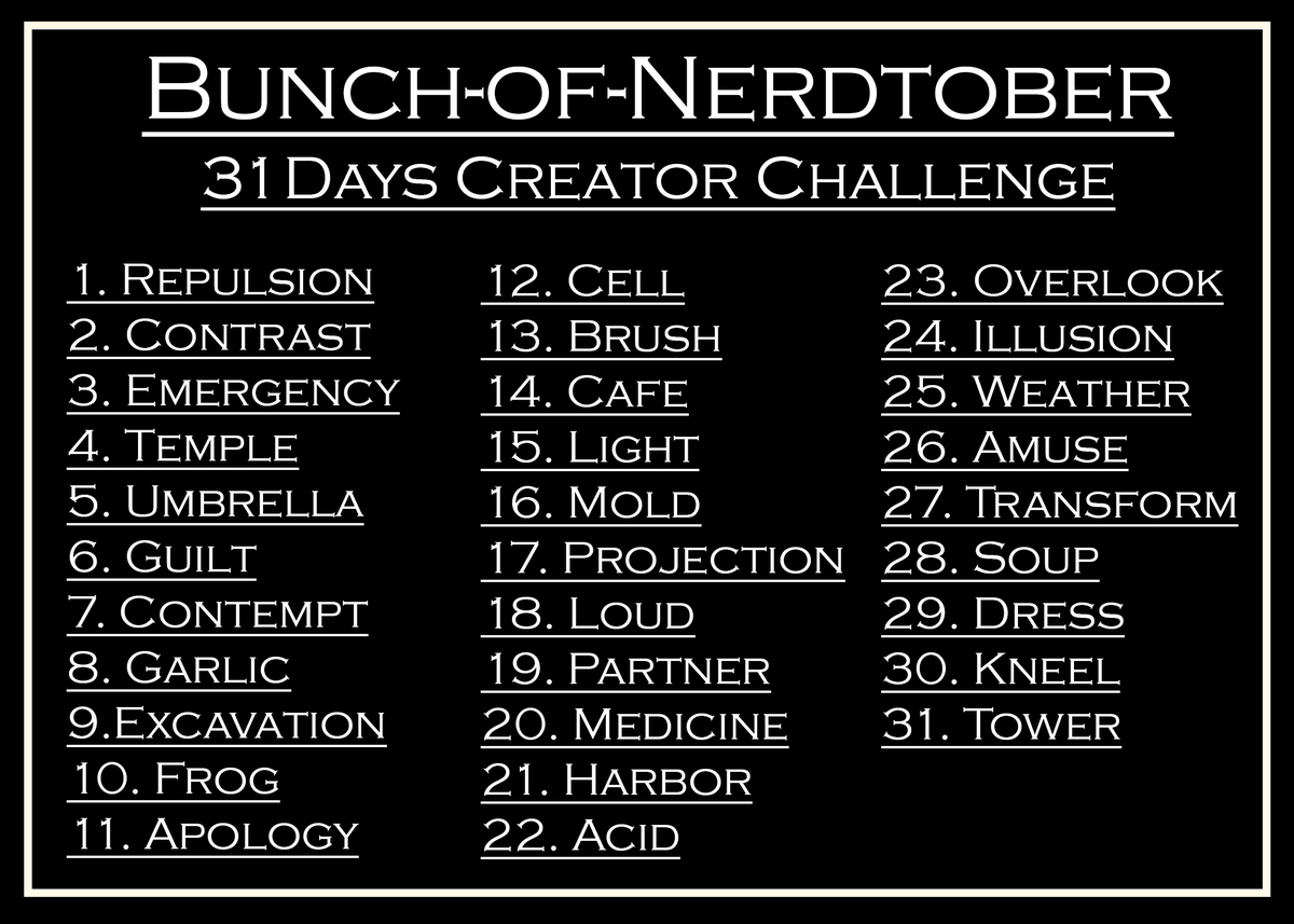 We are back this year with another #nerdtober I know we are a day late, but hopefully not too late to see some great pieces of work!!