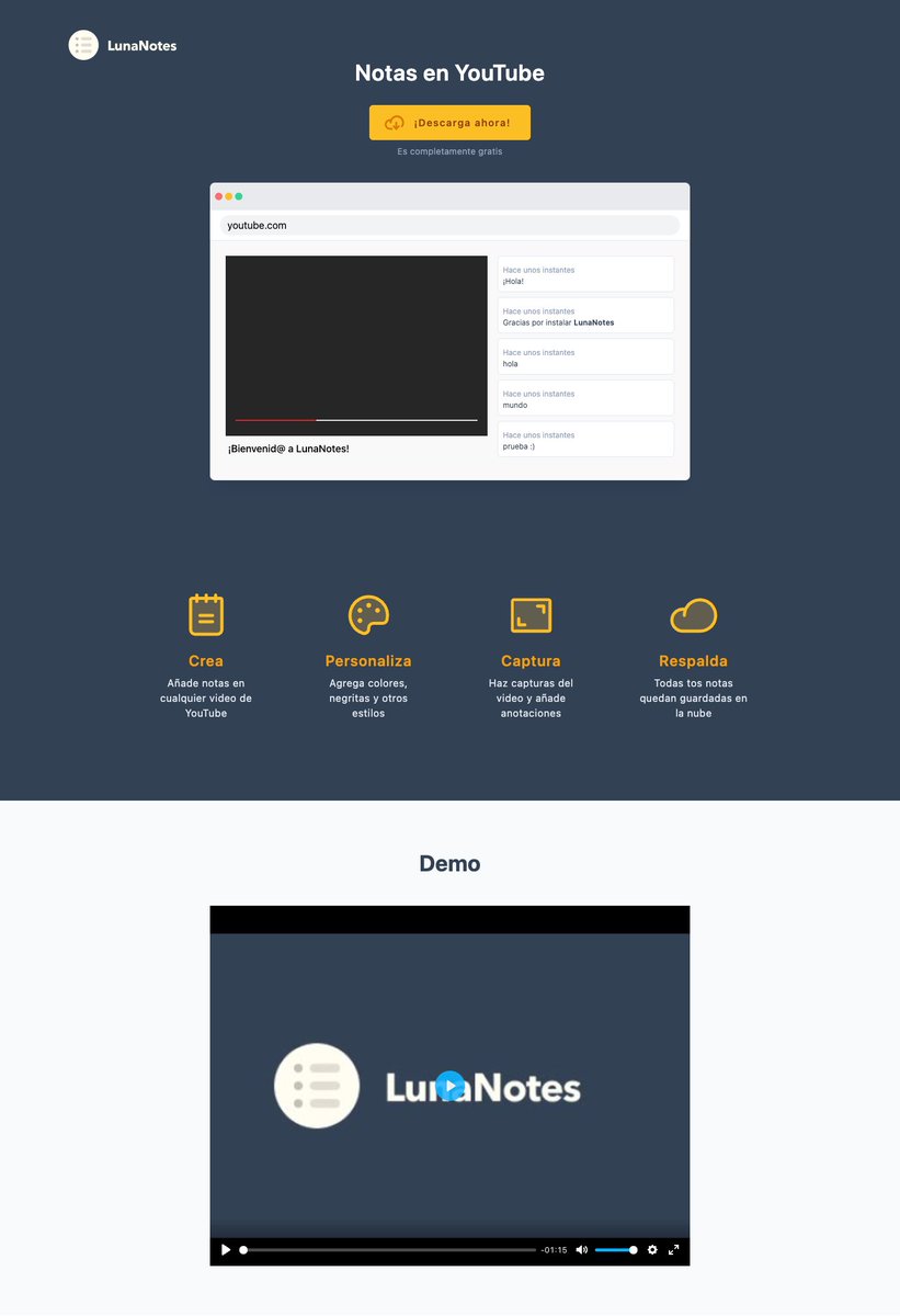 jfdelarosa's tweet photo. Estoy trabajando en el rediseño de la landing de #LunaNotes.
¿Qué les parece el nuevo diseño?
En un rato estará disponible en https://t.co/rlJBA7ticI
#BuildInPublic
Before / After https://t.co/3bsxIV8PeV