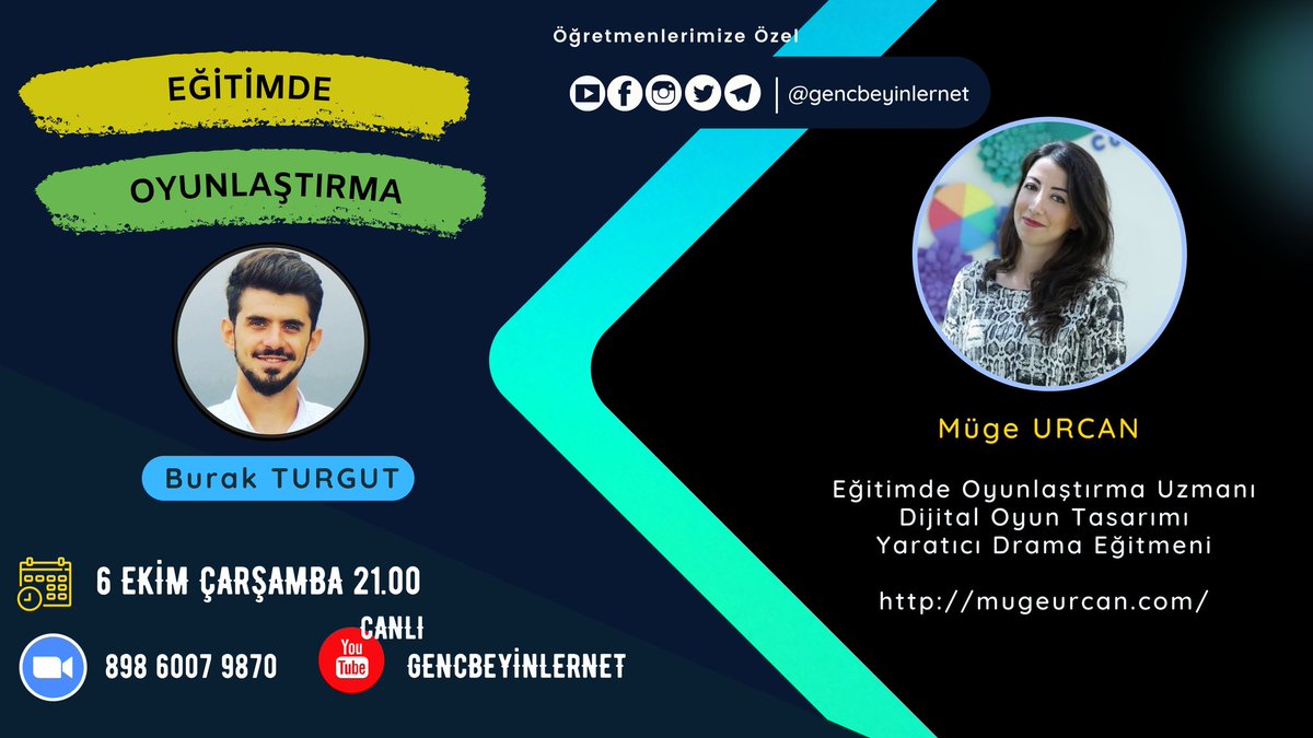 Sıradaki eğitimimiz en sevdiklerimden... 😎
Oyun severler, oyun tasarımını merak edenler.. 

"Eğitimde Oyunlaştırma"..eğitimimiz hazır. 
6 Ekimde Görüşmek Üzere..
Saatleri kurun, notları hazırlayın. 😎🤙

🎥 Youtube Linkimiz: 
https://
youtube.com/c/gencbeyinler…