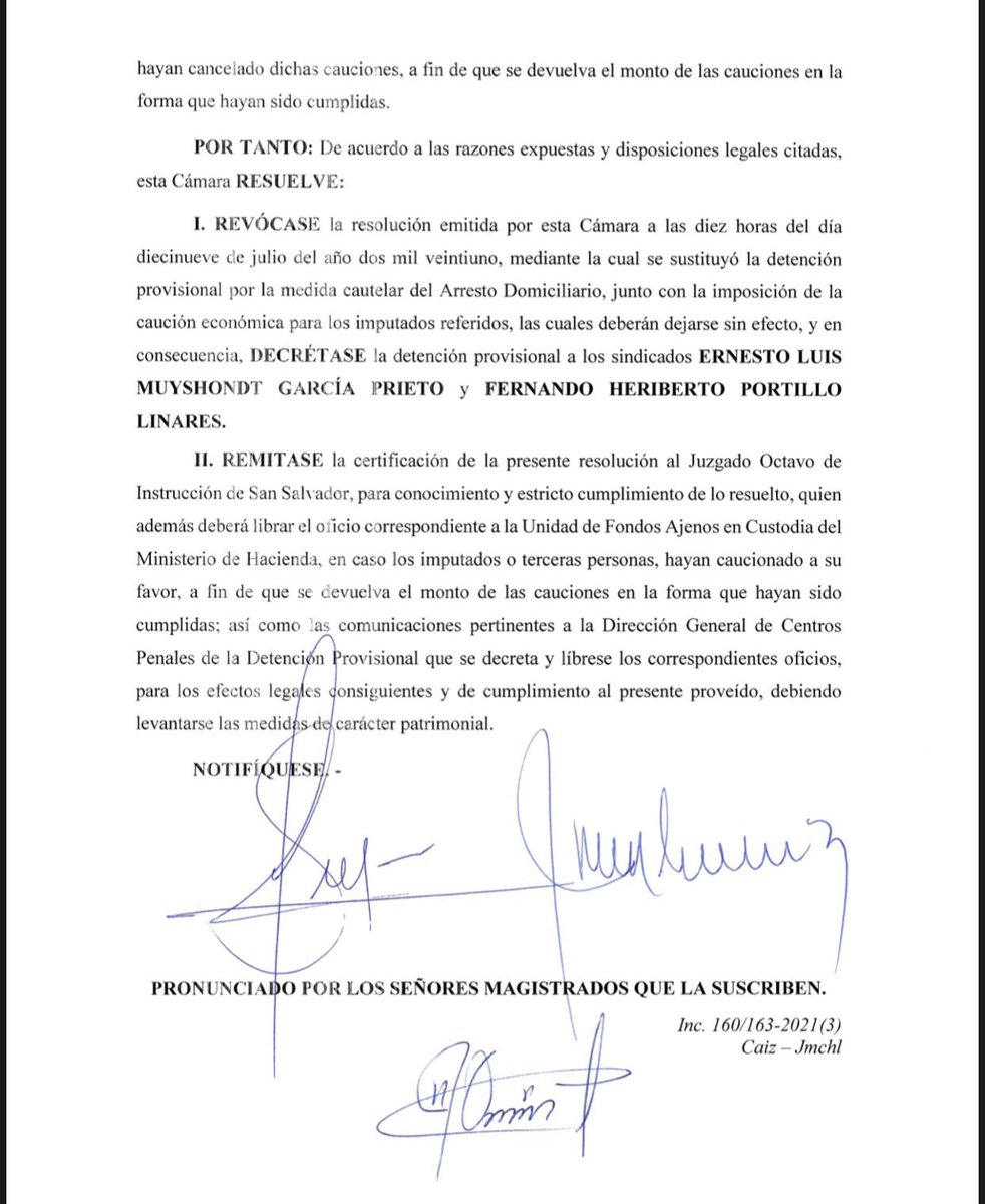 LaHuellaSV's tweet photo. #LoÚltimo | Cámara Tercero de lo Penal ordena dejar sin efecto el arresto domiciliar del exalcalde Ernesto Muyshondt. 

De acuerdo a los argumentos de dicha cámara es que tiene procesos pendientes en otros tribunales. https://t.co/o2zJUaBMJA