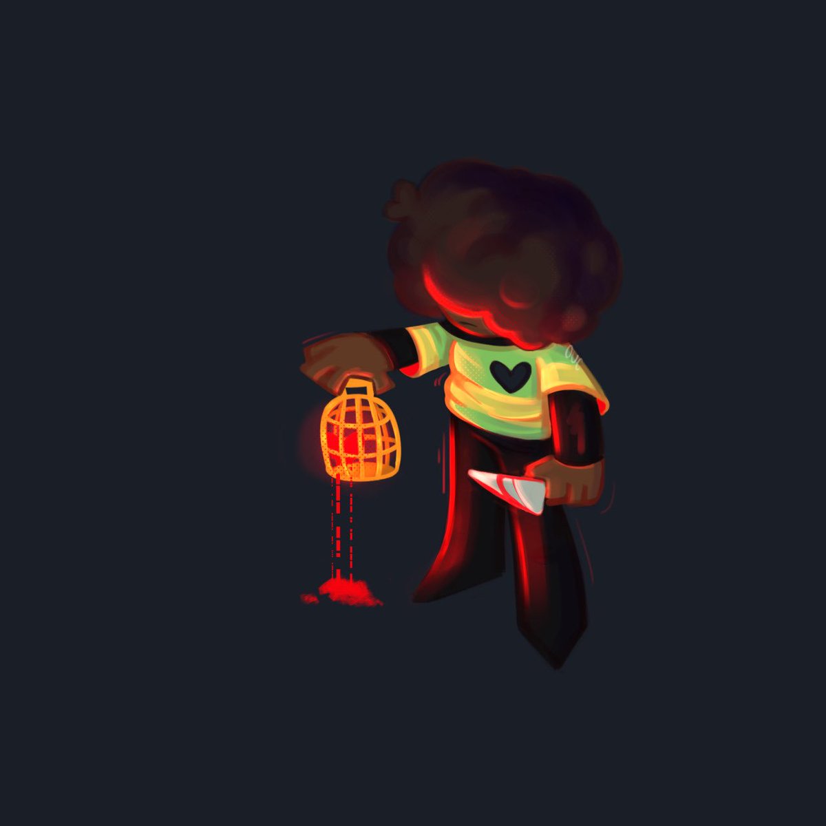 itsOUC's tweet photo. golden cage for a bleeding cardinal … hi, kris!

[ #blacktober #deltarune ] https://t.co/SqWy21YOlu