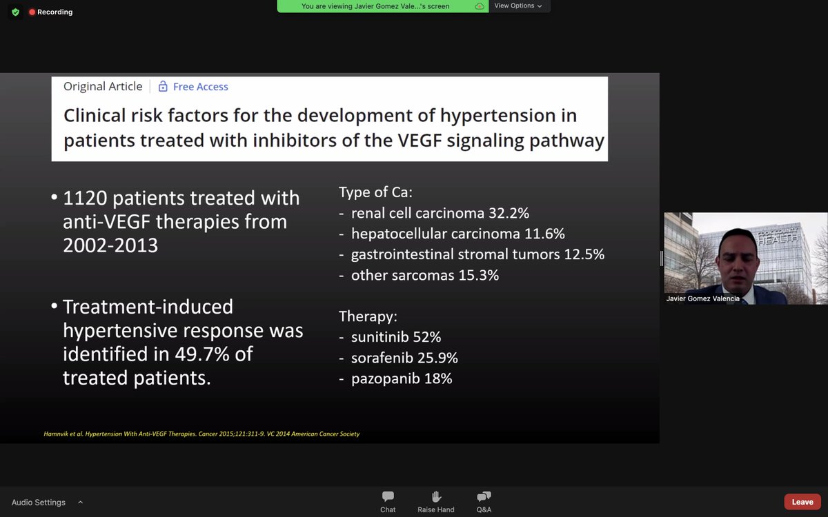 datsunian's tweet photo. Next on @RushMedical symposium
@CookCtyCardio #cardioonc @cardioimage gives great review on CTX manifestations of VEGFi in GI/GU cancers
—Can it yield insight into how HTN develops in general?
—What’s the optimal tx strategy?
—Does HTN response reflect potential cancer response? https://t.co/hXYJXWt4p1
