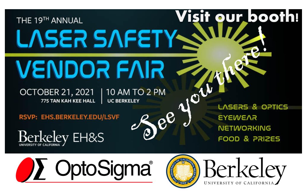 #UCBerkely come and join us! OptoSigma and #Yamamoto laser safety products @ the UC Berkeley in two weeks. Super excited! Please join us! It is FREE!

ehs.berkeley.edu/lsvf

#lasersafety #Yamamoto #lasergoggles #happy #safe