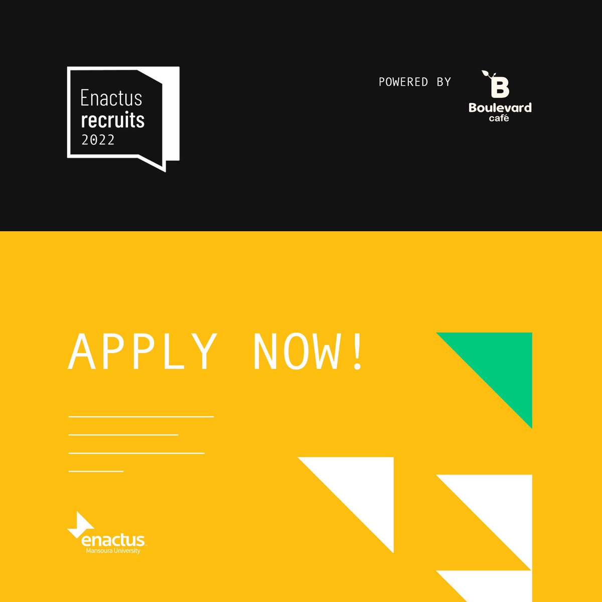 EnactusMans's tweet photo. We are recruiting!
Here is your first step to make a difference. Join us now for a life changing experience. 
Check the application link in bio.

#recruits22 #enactus #enactusmans #business #entrepreneur https://t.co/QFPX4aFDfb