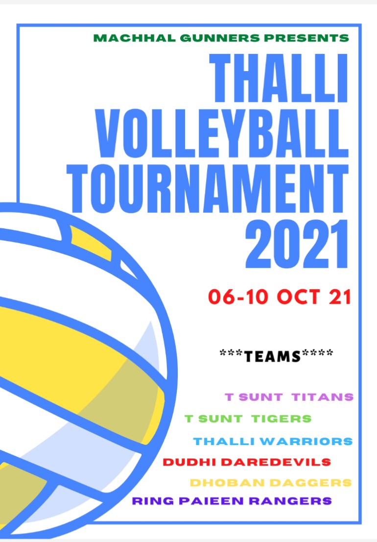 sk_santoshsingh's tweet image. Join us for Thrilling Matches of #ThalliVolleyballTournament organised by #MachhalGunners #Indianarmy from 06 to 10 Oct at Thalli. Six teams of Machhal will clash for title of &quot;Thalli Volleyball Champions&quot;
Stay tuned for updates @MachhalGunners