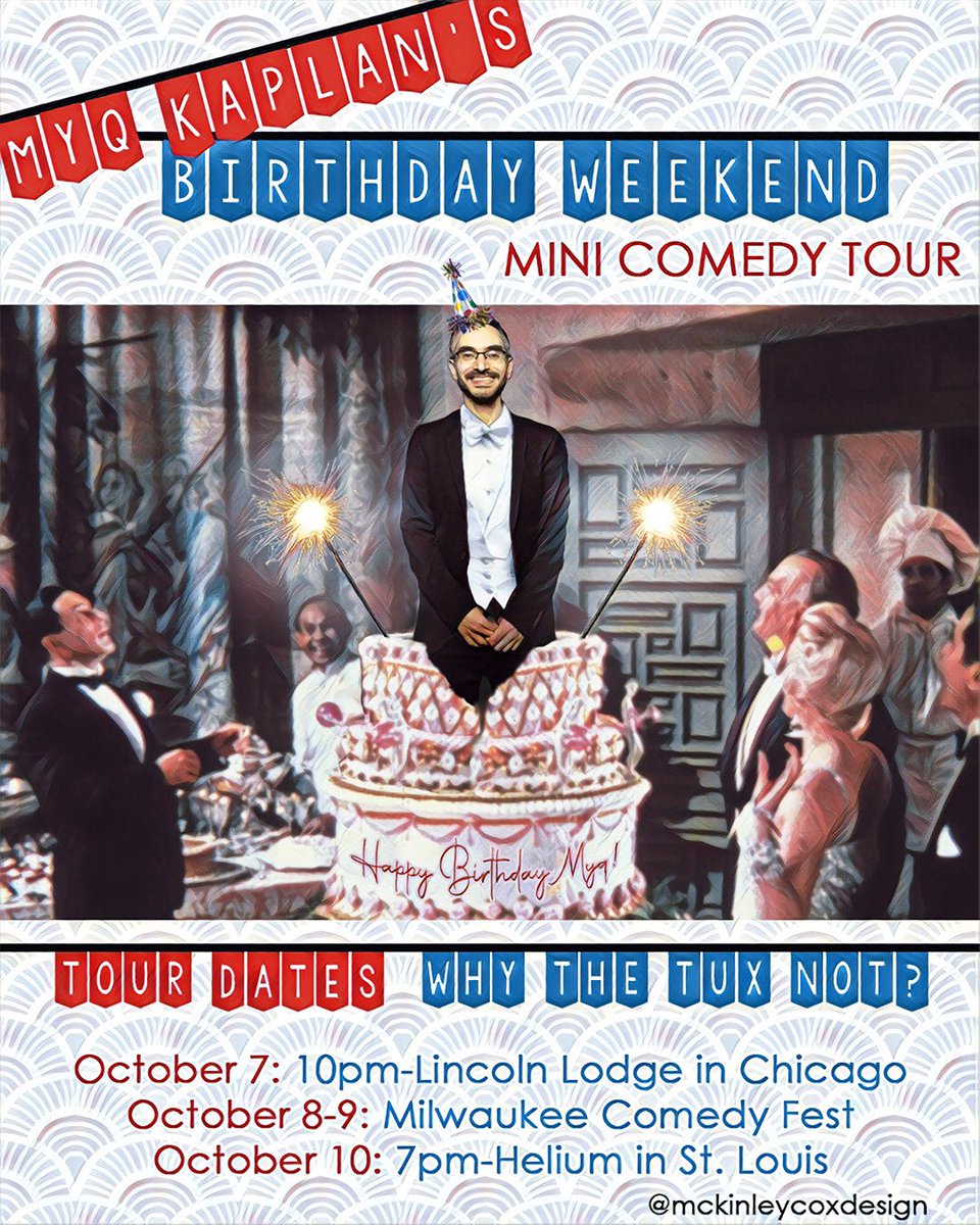 hi!
it’s my birthday soon

so <a href="/mckinleycoxdes1/">mckinleycoxdesign</a> made this fun show flyer out of a <a href="/withreservation/">mindy tucker</a> pic of me

hope you/all your vaxed midwest friends can make it!

disclaimer: i will likely NOT be wearing a tux OR standing in a cake for any of these shows. 

thanks and love, all!