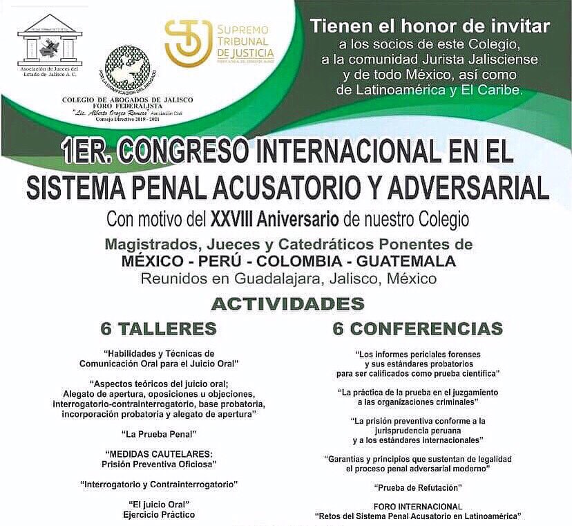 Forofederalista's tweet photo. 1er Congreso Internacional en el Sistema Penal Acusatorio y Adversarial #CupoLimitado 
Inscripciones al WhatsApp 3757608248 https://t.co/HPgfjjisJY