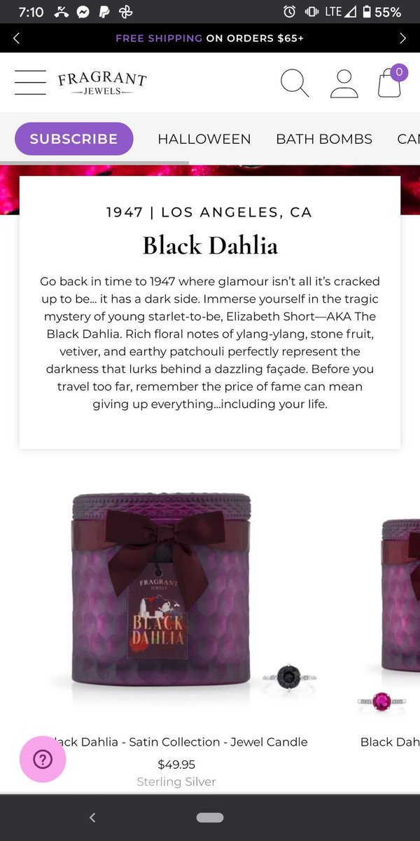 Elizabeth Short was murdered. Now she’s being mocked to sell a candle. I don’t care how “infamous” her case is. She was a person and deserves respect. This isn’t it. 💔