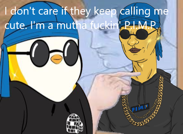 Crypto_Pimps's tweet photo. Meme featuring @jebus911 😂

If you ain't mintin', you ain't pimpin'
https://t.co/32eRtuaJ2X 

#PudgyPenguins #CryptoPimps https://t.co/inJns4LxHv