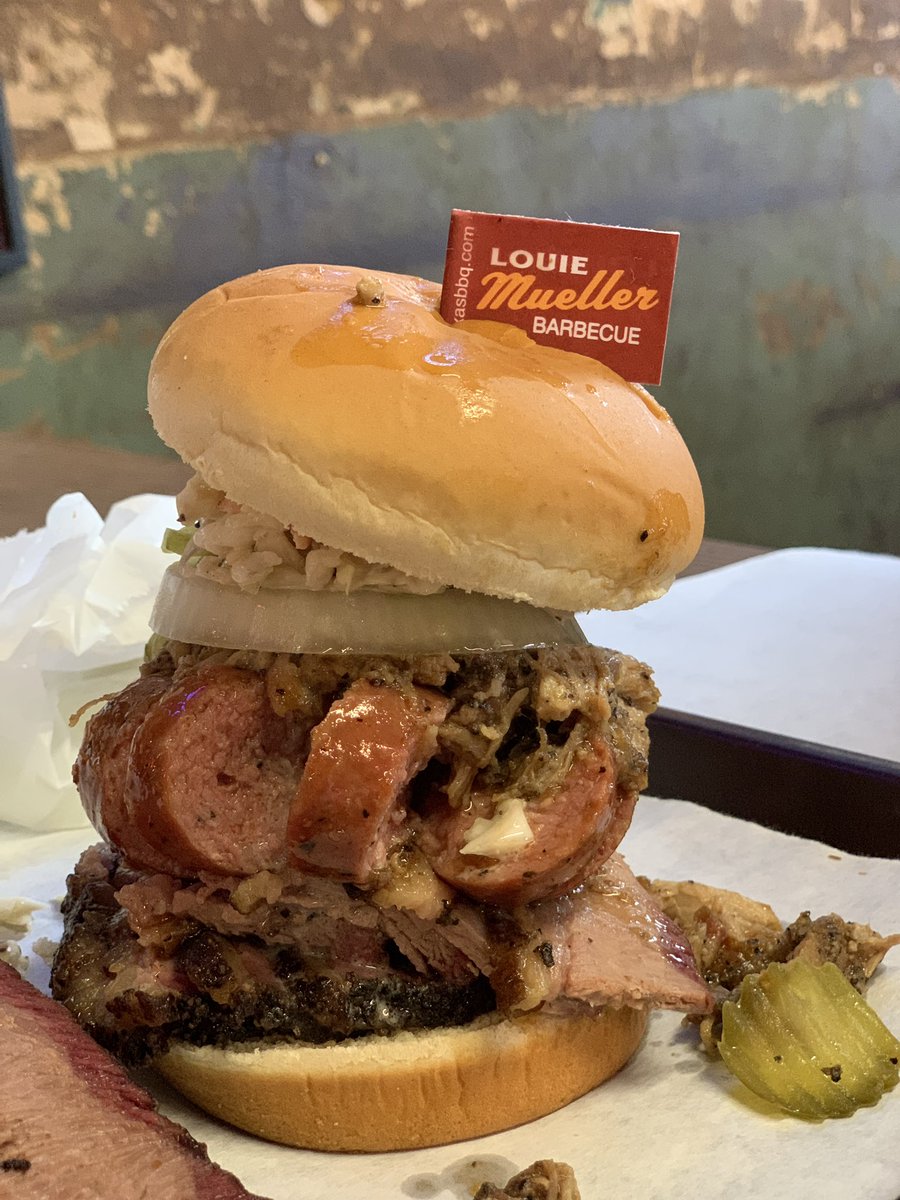<a href="/LouieMuellerBBQ/">Louie Mueller BBQ</a> Amazing sandwich  on the way to <a href="/KyleField_12th/">Kyle Field</a> for #TexasAggie #football