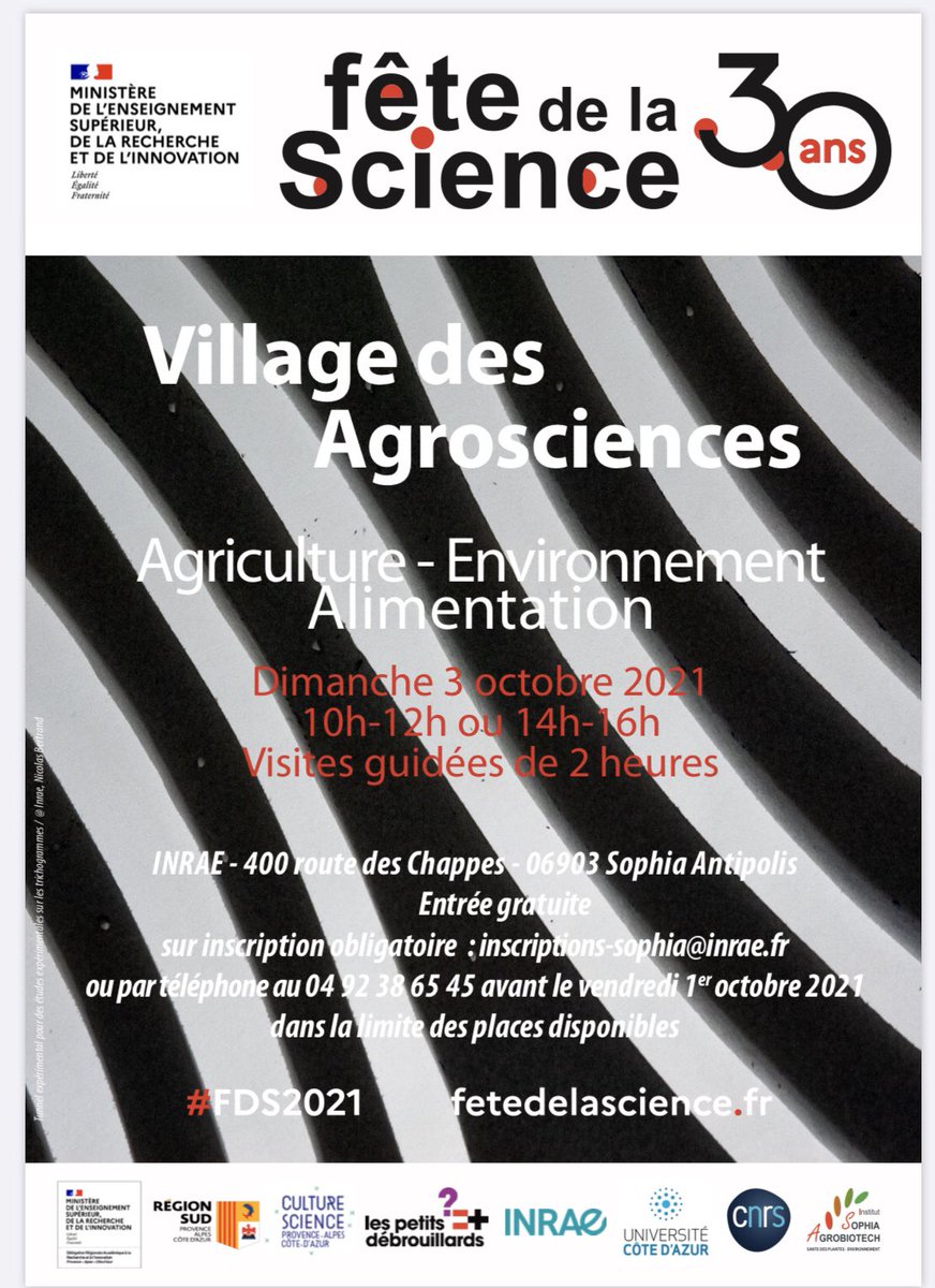 INRAE_PACA's tweet photo. Dimanche 4 octobre - Village des Agrosciences à Sophia Antipolis #SurInscription @INRAE_France @UCAcsti @Anses_fr @stationcream @CPIE_Azur @PlaneteSciences https://t.co/ZnNZcqAz73