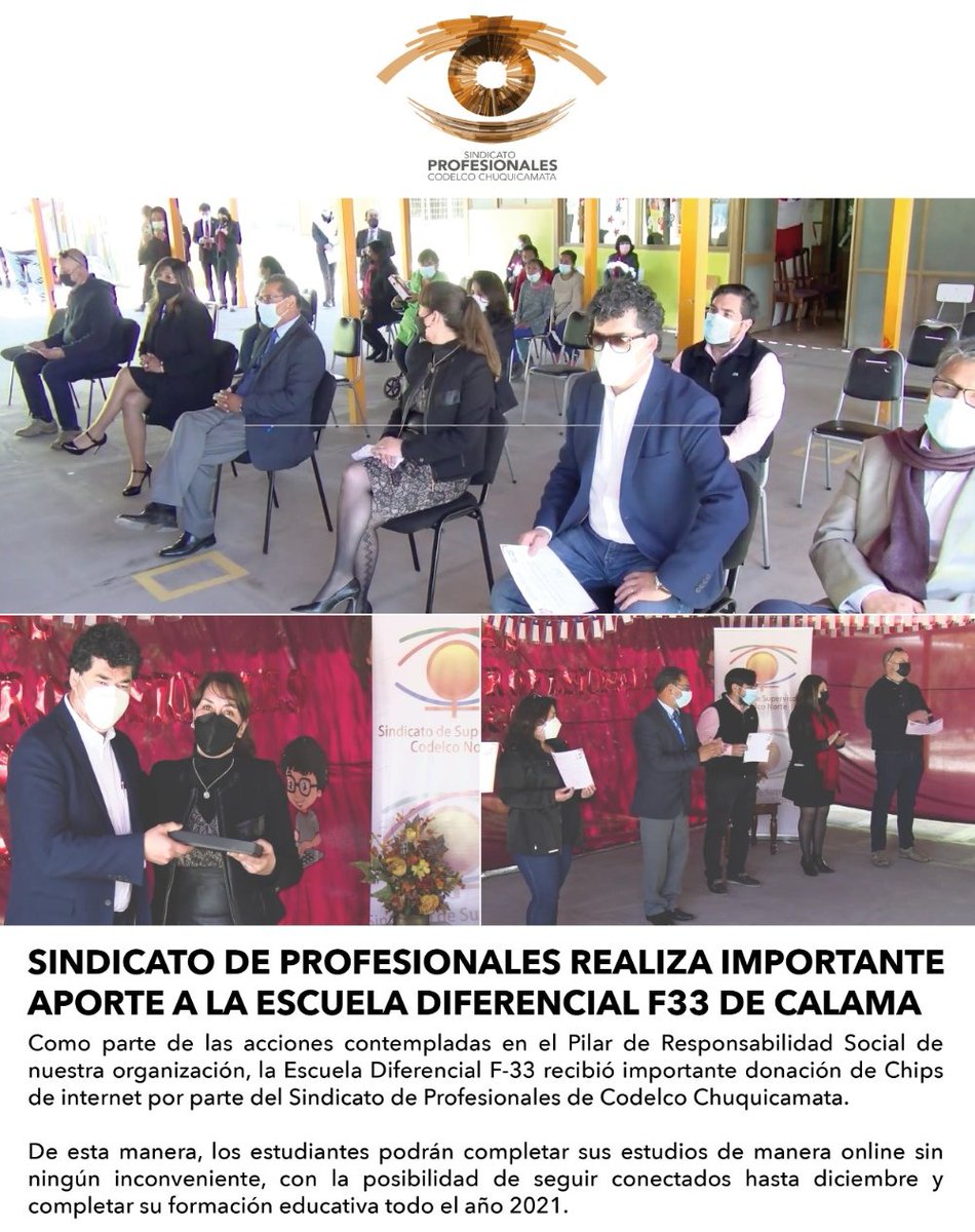 Escuela Diferencial Río Loa, recibe importante aporte del Sindicato de Profesionales de Codelco Chuquicamata