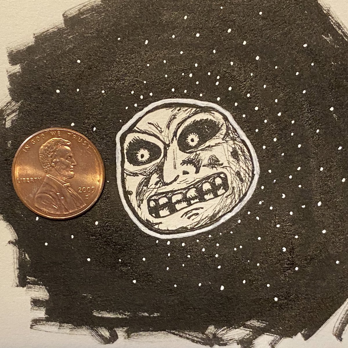 artistically_j's tweet photo. Day 2: Moon
The lil guy’s just having a bad day 🌝🤏
#linktober #linktober2021 https://t.co/jp85adWgdc