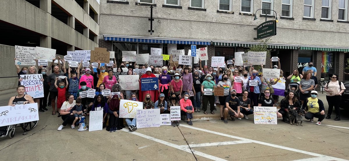 ADActionIA's tweet photo. We just marched on the Waterloo Iowa offices of @ChuckGrassley and @hinsonashley demanding reproductive freedom.  We won’t go back! https://t.co/BzqSImVF4Z
