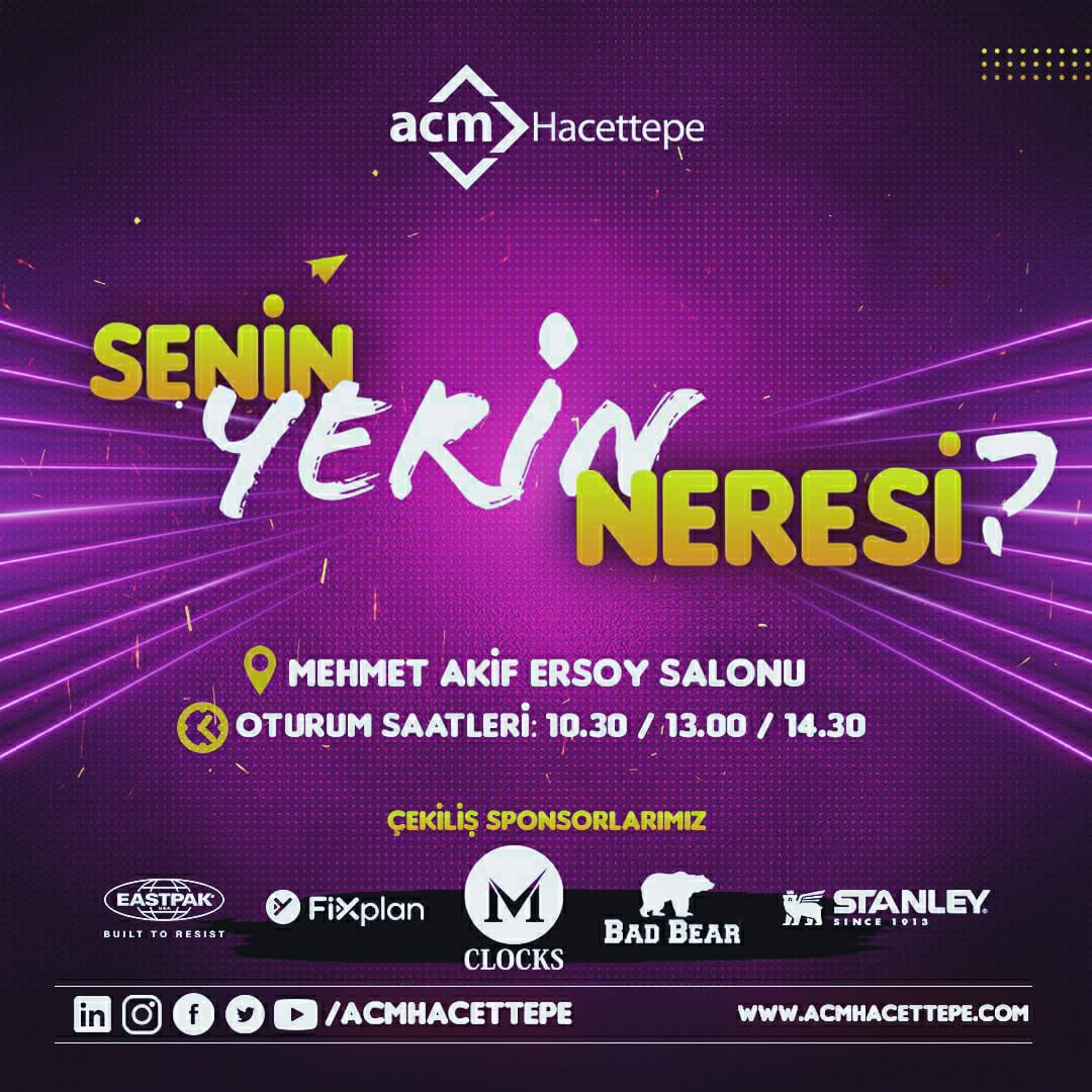 acmhacettepe's tweet photo. 8 Ekim için kimselere söz vermeyiin, başlıyoruz! 🤩
Merakla beklenen tanışma toplantımız yaklaşıyooor. Sizinle tanışmak için sabırsızlanıyoruz. 🥰
"Senin Yerin Neresi?" adı altında, sürpriz çekilişlerle düzenleyeceğimiz bu toplantıya hepinizi bekliyoruuz! 💜😍 https://t.co/VuzNVcIGC2