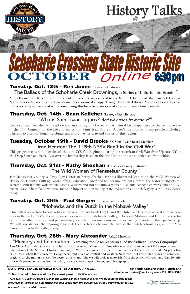 FriendsSXSHS's tweet photo. #NYSHistoryMonth lecture series for October 2021. Recognize the complex history of #NYS 
https://t.co/AUauyg2Zi1 https://t.co/bpiPiMyZrk