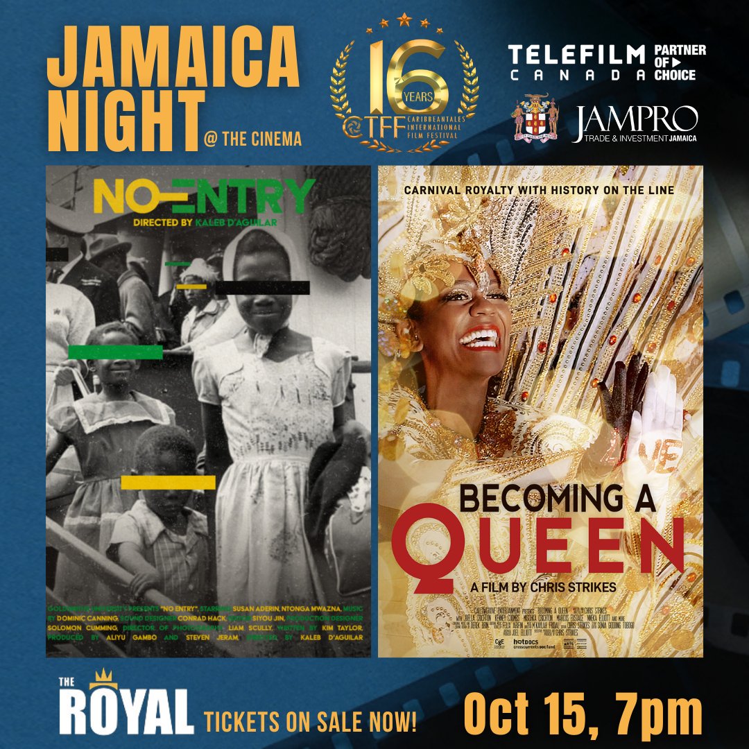 CaribbeanTales_'s tweet photo. Join us for Jamaica Night at the @RoyalCinemaTO featuring the encore IN-PERSON screening of NO ENTRY & BECOMING A QUEEN (Best Film @ #CTFF2021) β October 15th, 7PM.
You don't want to miss it! Get tickets @
https://t.co/qoyX4yPxn7
#jamaicanculture #jamaicanfilm #torontoevents https://t.co/VWnCOEM6ak