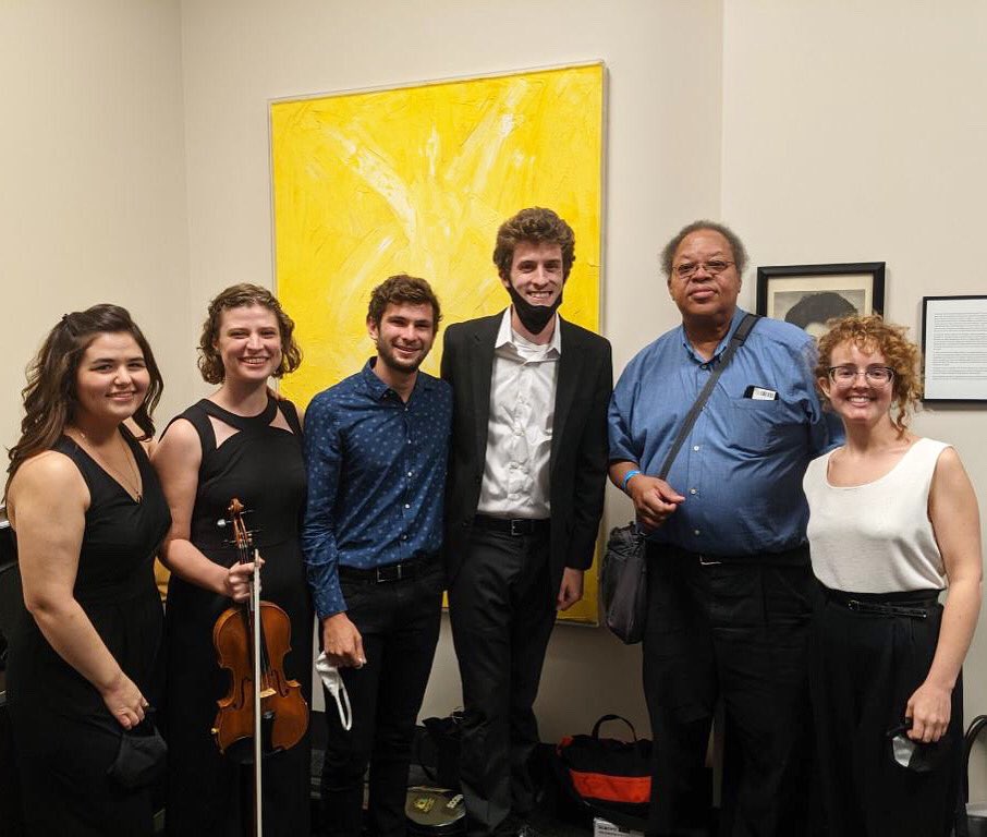 It was wonderful to play <a href="/EarTaxiFestival/">Ear Taxi Festival</a> yesterday &amp; to be ✨visited by George Lewis✨ Many thanks to Ear Taxi &amp; <a href="/DePaulSOM/">DePaul University School of Music</a> for facilitating this program, &amp; much gratitude for the composers of these pieces we love: Liza Sobel, <a href="/ElizaSoundsLike/">Eliza Brown</a>, <a href="/m_kaoutzani/">Maria Kaoutzani</a>, &amp; Mr. Lewis 💖