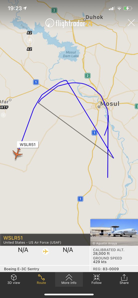 TheSnoopySnoop's tweet photo. #WSLR51 #ae11f2 83-0009 #E3C #Sentry #AWACS #AEW #USAF 

North #Iraq 

#haveglass #avgeek #planespotting #milair https://t.co/sm5zkuXgeO