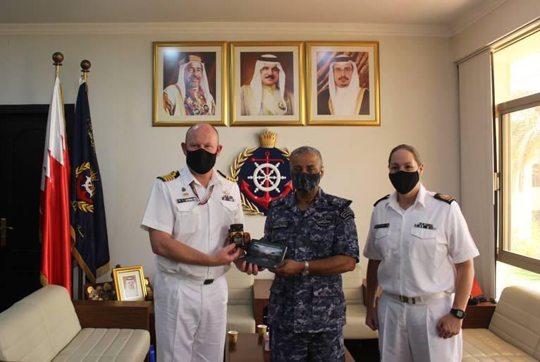 CAPT Clark @NZNavy 🇳🇿 and WO Foster called on RADM Mohammed Yousif Al-Asam 🇧🇭. They expressed gratitude for the hospitality and friendship that the #royalbahrainnavalforce extended to the New Zealand Defence Force, CTF-150 and Combined Maritime Forces. #readytogether