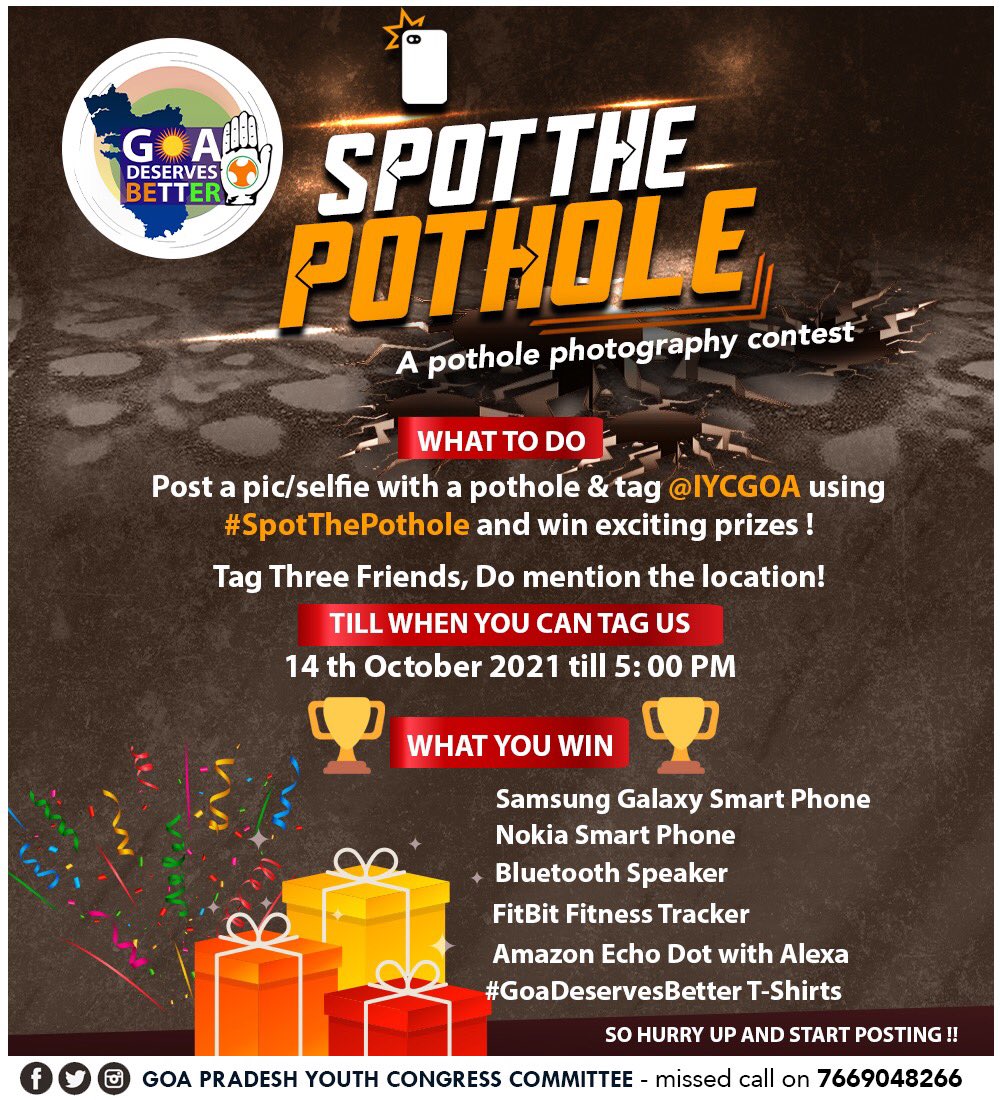 girishgoaINC's tweet photo. #SelfieWithPotholes by @IYCGoa https://t.co/5FvIgaYbbL