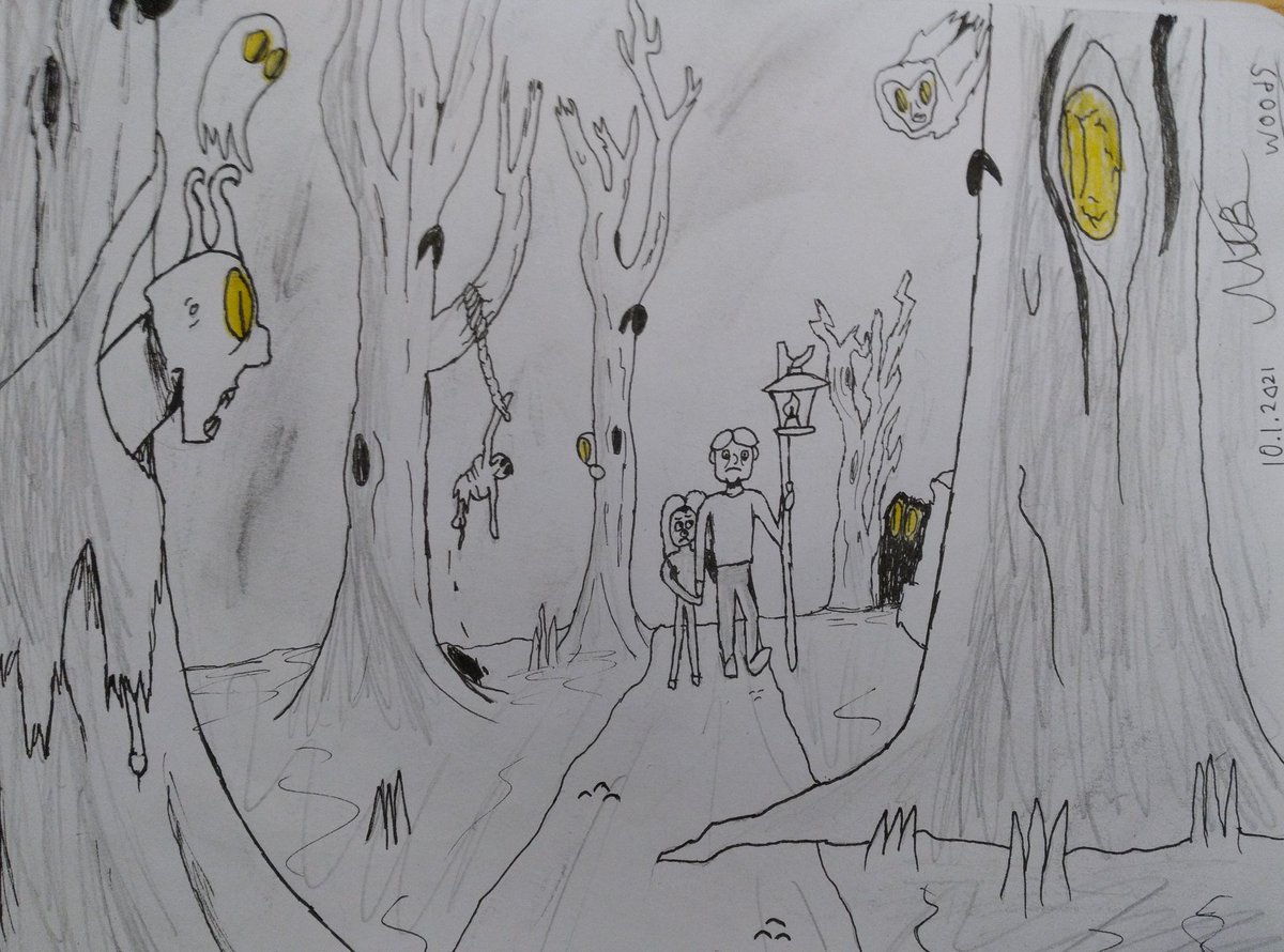 MEEPIGS_Mike's tweet photo. here is my day one inktober drawing.
I usually bounce around list to lost when I do it this one of a 1.woods
•
•
•
#art #Inktober #inktober2021day1 #spookymonth #artistsontwitter https://t.co/NAEzqiEJsw