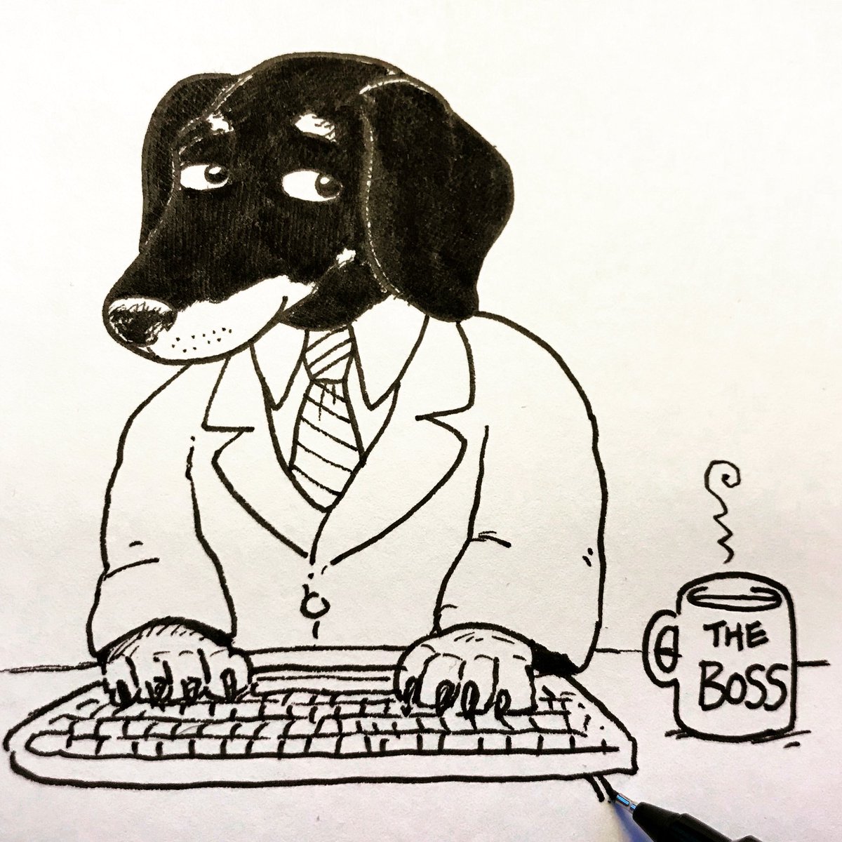 JamesCottell's tweet photo. Inktober Day 2: Suit #inktober #inktoberday2 #suit #dachshund #dachshundinasuit #bossdog #boss #hardatwork #theboss #inktober2021 #ink #art #pen #cute #smart #pup #dog #workerdog #dachshundsofinstagram #illustration 🐶🖊 @inktober https://t.co/Nxmfshb3Nl