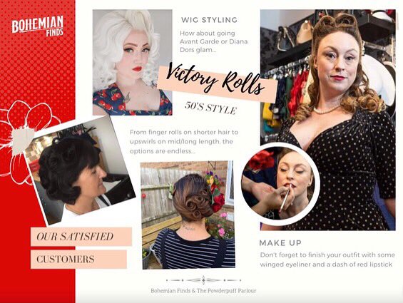 Powderpuff_Room's tweet photo. Love working with @BohemianFinds She always makes me sound wonderful! 😘✨

#hair #hairstylist #vintage #vintagehair #makeup #makeupartist #vintagestyling #victoryrolls #fingerwaves #pincurls #eyeliner #redlips #bridalhair #bridalmakeup #northamptonmua #mua #hmua #northampton https://t.co/CDqZHWdHEV