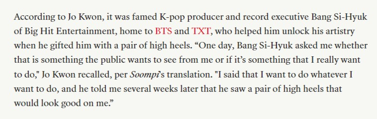 lsgrlr's tweet photo. I have been thinking about Jungkook. I love his tattoos, his piercings. But honestly, what I love the most is that he has the freedom to do these things and express himself without limitations. Reminds me of Jo Kwon saying Bang PD bought his first pair of heels. https://t.co/s4tuPTT8M6