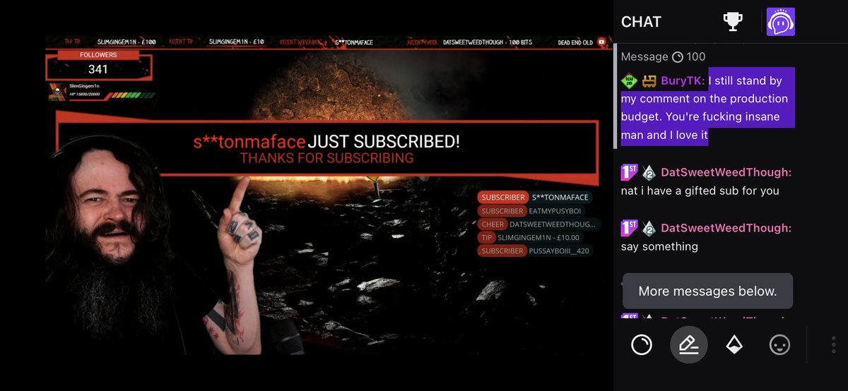 ⁦<a href="/dead_end_old/">Chris Ross</a>⁩ getting hit with the gifted subs all weird names as you can see, come join the stream twitch.tv/dead_end_old