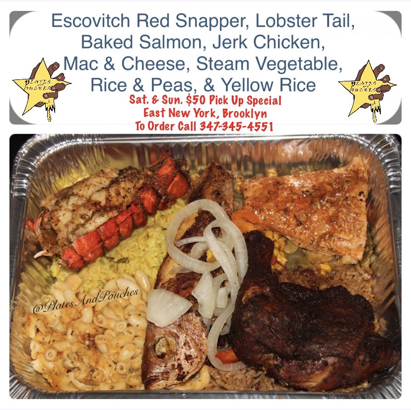 PlatesAndPouch's tweet photo. You Know The Vybez, Order Up!

#Brooklyn #EastNewYork #PlatesAndPouches
#Lobster #LobsterTail
#Salmon #RedSnapper #Escovitch #Fish #Seafood #JerkChicken #SurfAndTurf #MacAndCheese #MacaroniAndCheese #SteamVegetables #Rice #RiceAndPeas https://t.co/FhylgavNAi